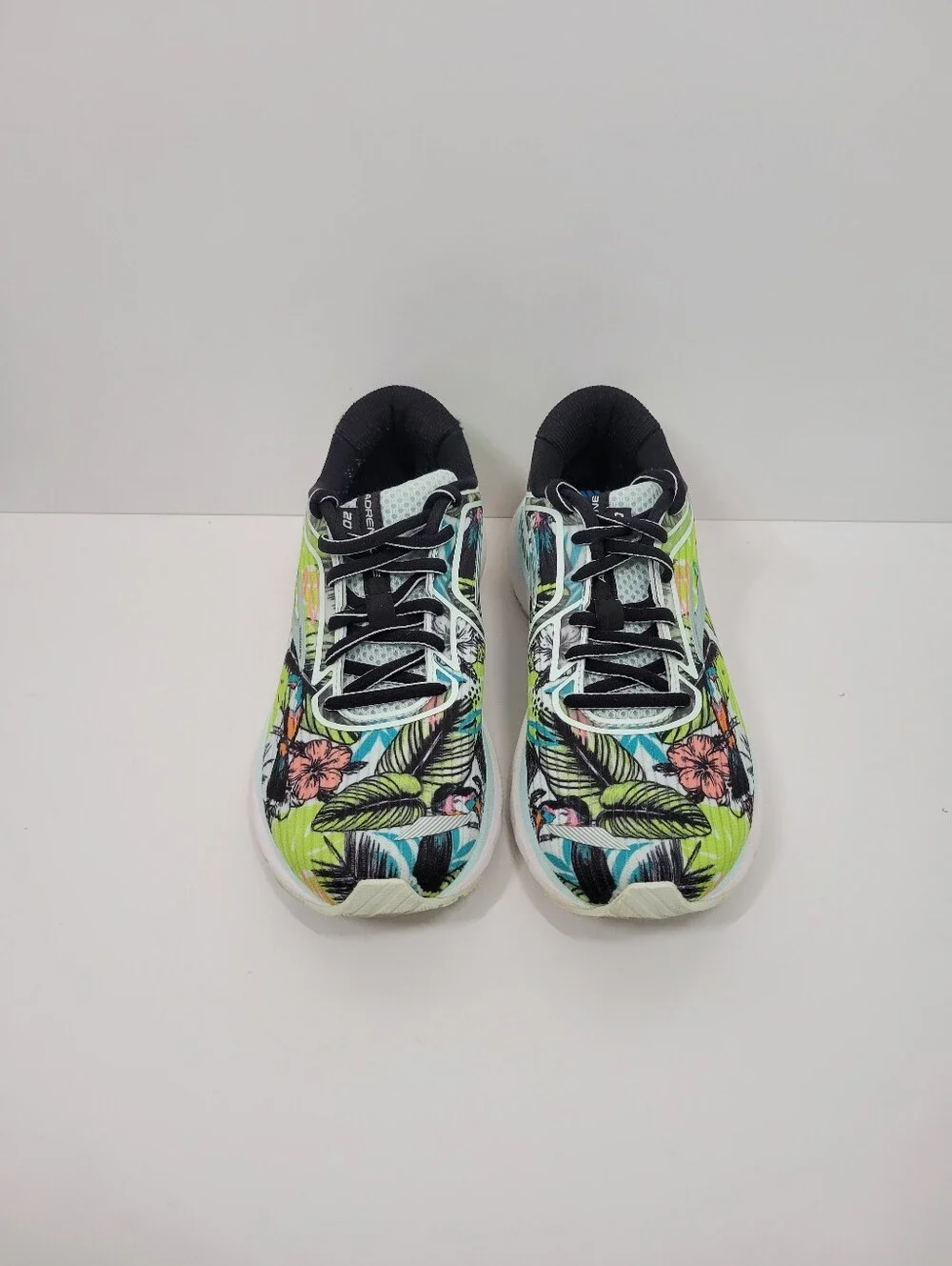 Brooks Adrenaline GTS 20 Green Tropical Floral Gym Running Sneakers Women Sz 7.5 - Picture 2 of 7